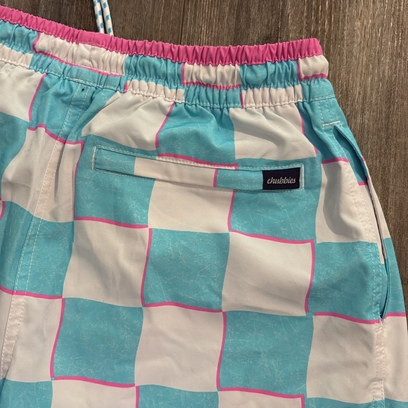Chubbies "The Pawns" Swim Trunks Blue White Checkerboard size small - Picture 6 of 8